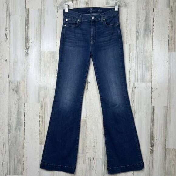 7 For All Mankind Denim - 7 For All Mankind Dojo Womens Jeans Size 28 Wide Leg 7FAMK Dojo Boho Blue Denim